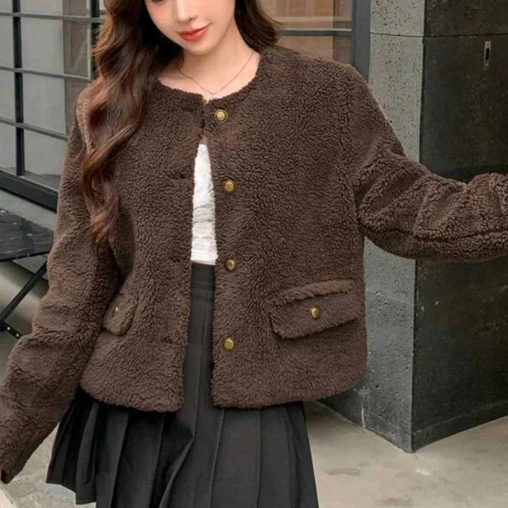 Solid Color Short Thick Regular Winter Jacket - Picture 1 of 8